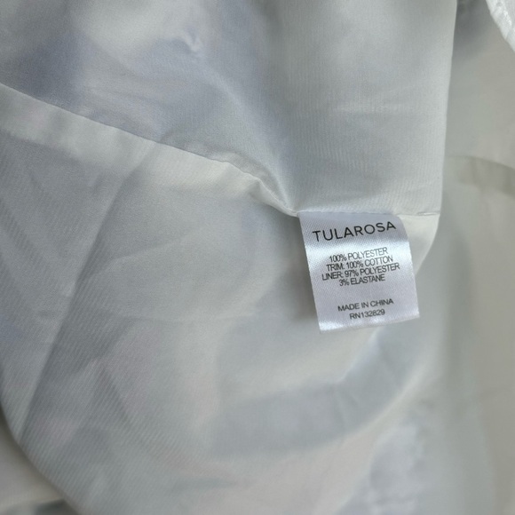 Tularosa Blue Multi Print Lace Trim Scallop Strap Dress Size Medium - Picture 8 of 9